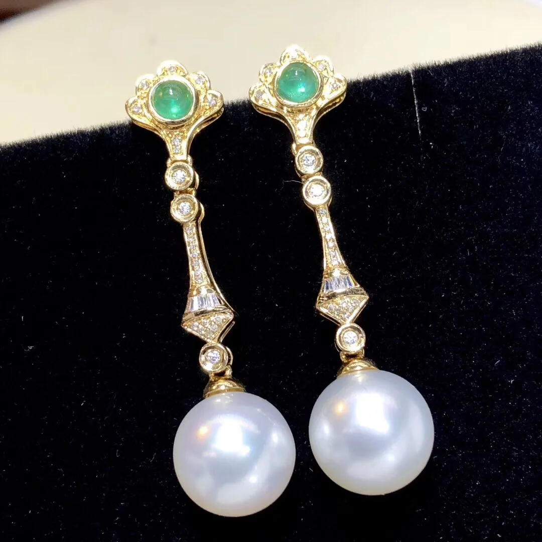 Ювелирные украшения из чистого 18 K золота с натуральным океан размером 8-9 мм, белая Серьги с жемчугом для Для женщин тонкой Серьги с жемчугом