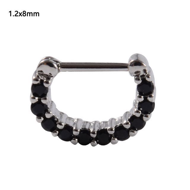 Stainless Steel Septum Clicker Hoop Ring Zircon Nose Ring  Ear Tragus Cartilage Daith Helix Earring Body Piercing Jewelry