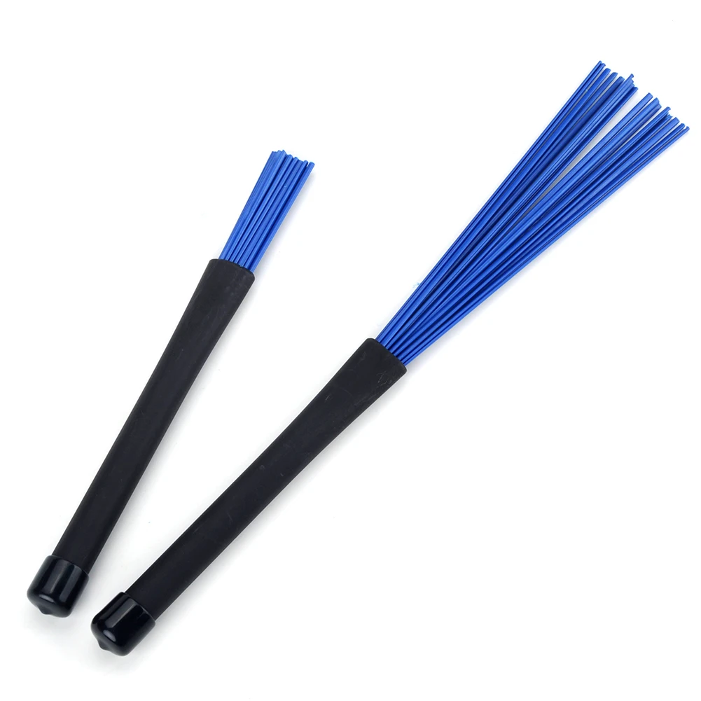 Высокое качество 1 пара Выдвижной с резиновыми ручками джазовые ударные щетки палочки синие Балочные стержни дизайн нейлон 32 см#1227