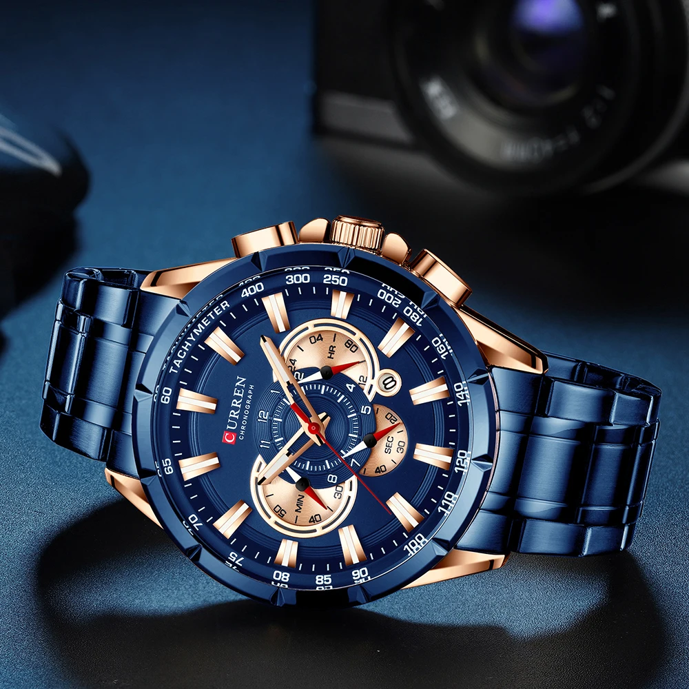 Curren Wrist Watch Men Waterproof Chronograph Military Army Stainless Steel Male Clock Top Brand-5