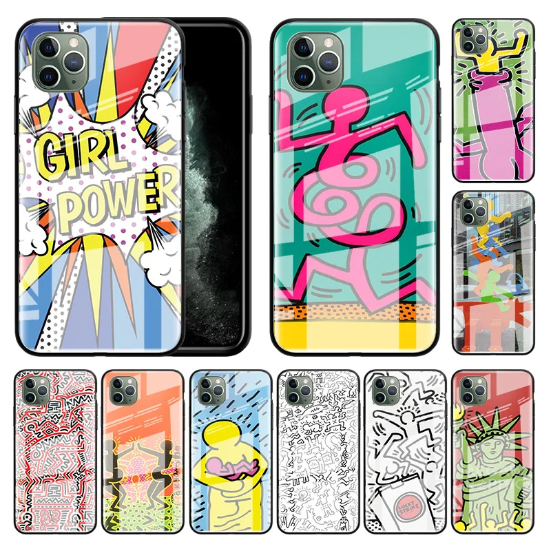 Keith Haring Glass Case For Apple iphone 11 Pro Max XS XR X 8 7 6 6S Plus SE 2020 Stalinite Phone Coque Fundas Capas | Мобильные