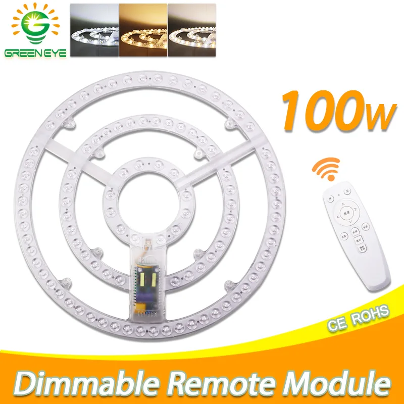 18W 24W 48W 72W 100W Led Ceiling Lamp Replacement Led Light Board Remote Control Dimmable LED Ring PANEL Circle Light AC180-265V