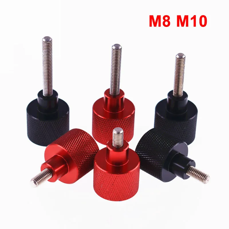 

1PCS M8 M10 Black & Red Knurled Thumb Screws Aluminum Alloy Adjust Step Hand Screw Length 10-100mm