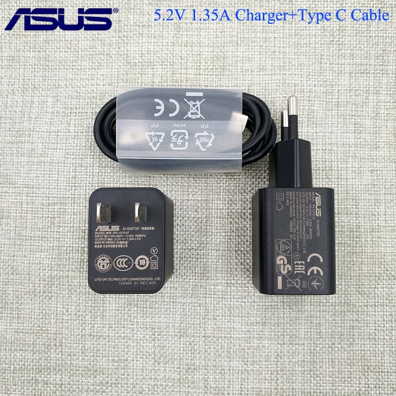 

100% Original ASUS 5.2V 1.35A EU US Wall Charger Adapter 1M Type C Cable For ASUS ZenFone 3 ZU680KL 3 ZS550KL 3 ZS570KL 5Z 6Z