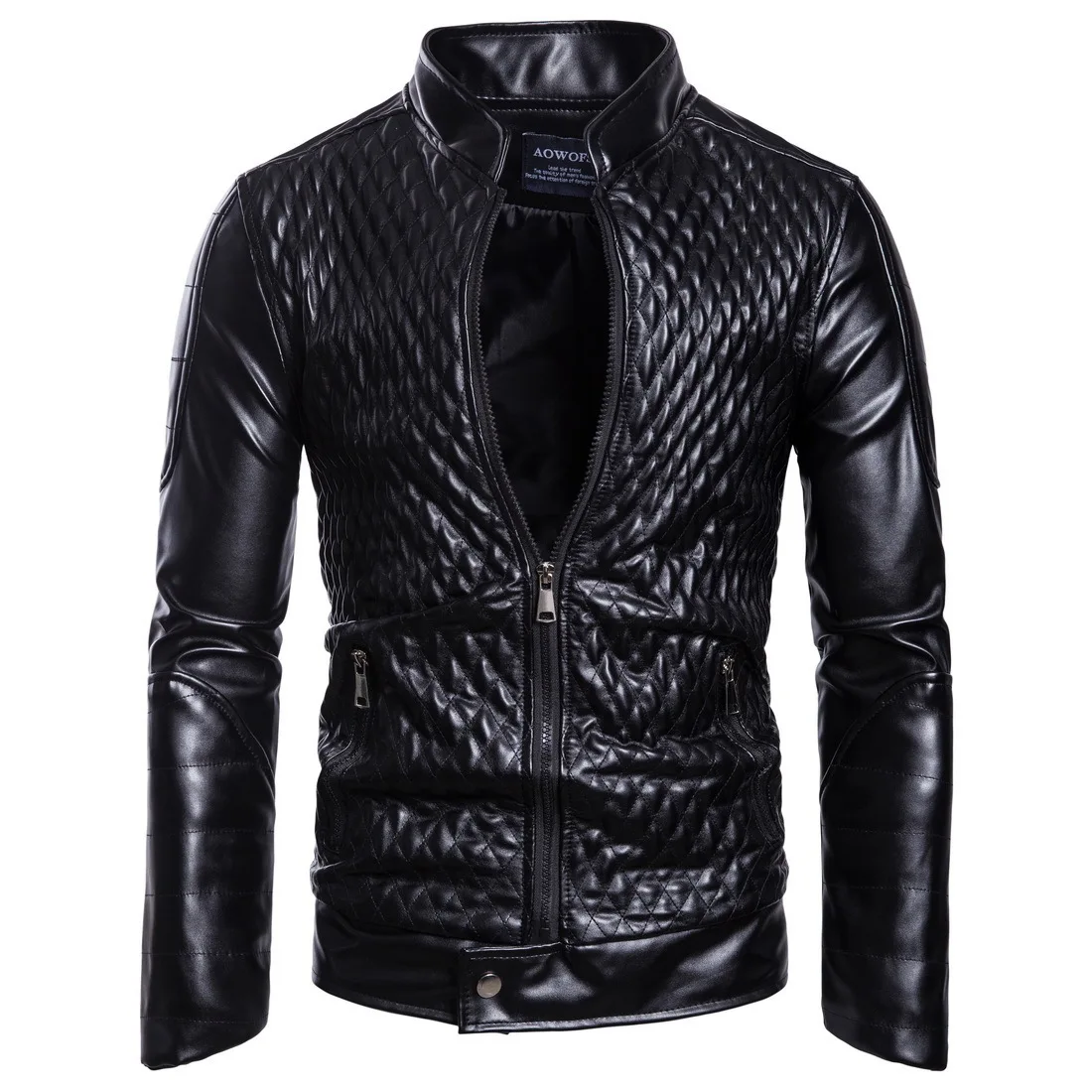 Брендовая новая кожаная мужская куртка, осенняя приталенная куртка из искусственной кожи, кожаные куртки, пальто, Мужская модная повседневная куртка-бомбер - Цвет: black