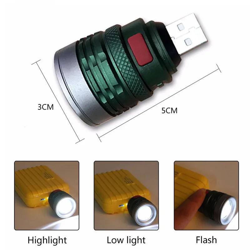 USB удобный мощный светодиодный фонарик портативный мини масштабируемый 3 режима