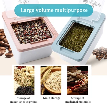 

Rice Fruits Rice Plastic Storage Box Bucket Cereal Dry Food Multi-Grain Moisture Boxes 3 Colors Solid Food Storage Container