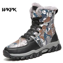 

WKPK Kids Snow Boots Plus Velvet Keep Warm Kids Footwear Leather Soft Boys Girls Casual Shoes High Quality Non Slip Kids Shoes