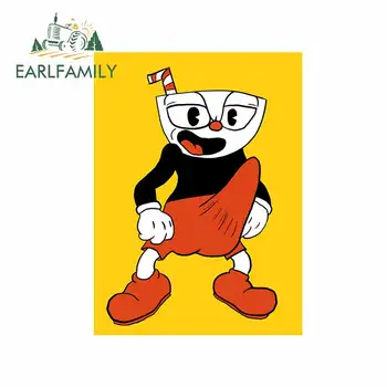 

EARLFAMILY 13cm x 8.4cm For Cuphead Car Repair Sticker Personality Creative Decal Vinyl Material Waterproof Occlusion Scratch