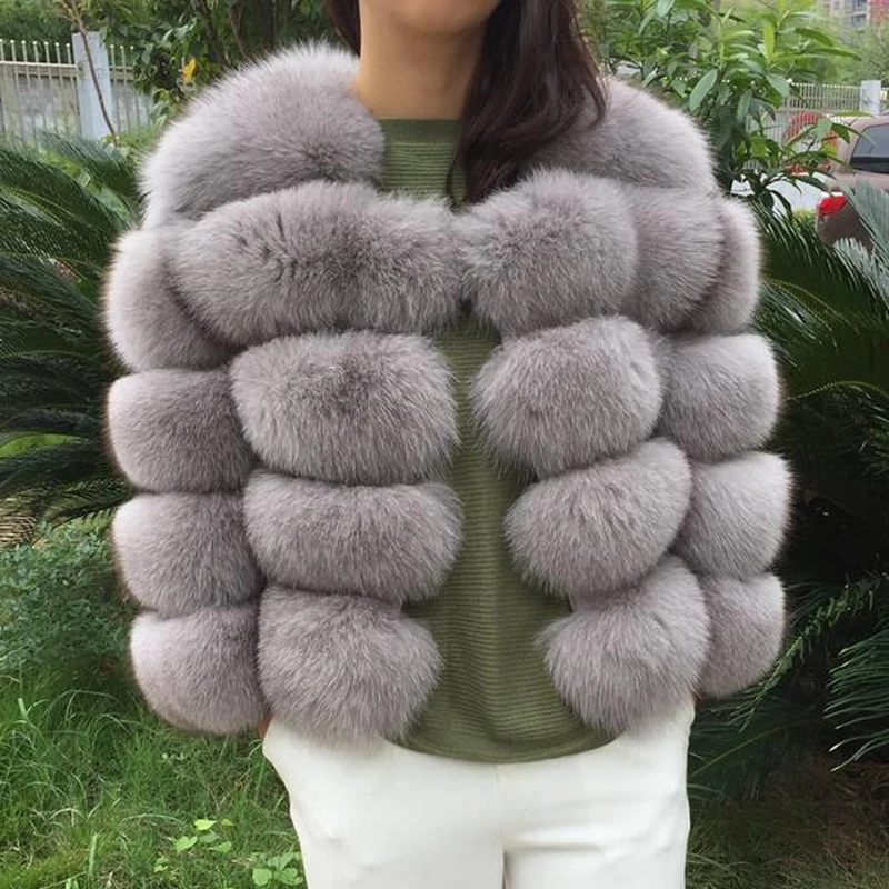 Зимняя модная куртка из натурального Лисьего меха, короткая женская куртка из натурального Лисьего меха, роскошная Толстая теплая меховая куртка, верхняя одежда