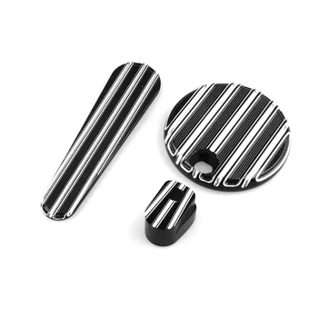 

Stripe Motorcycle Black Cut Fuel Gas Tank Door Cover Cap For Harley Touring FLHX FLTRX 2014-2017