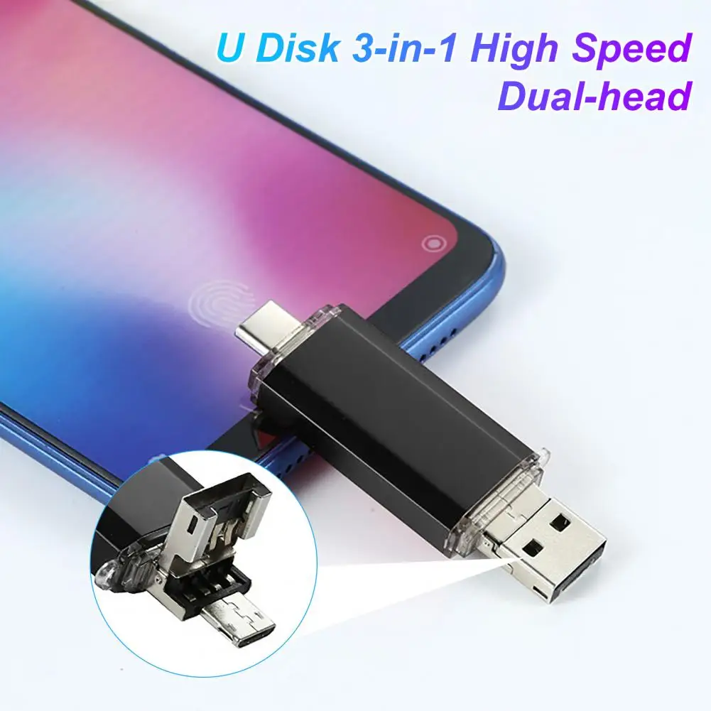 Флэш-диск практичный Type-C/Micro USB/USB 16 Гб/32 ГБ/64 Гб OTG карта памяти двухголовый U-диск |