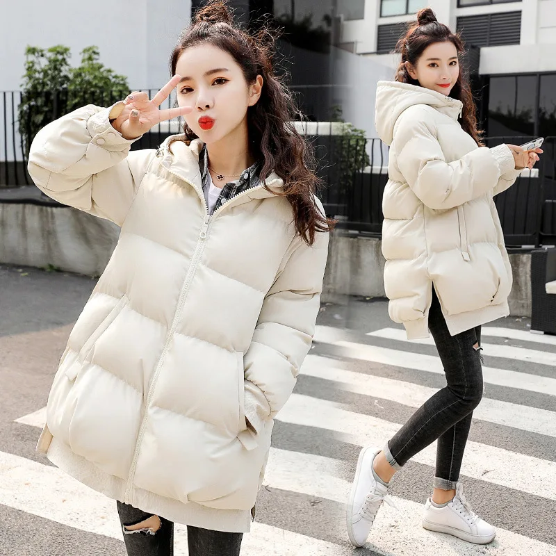 

2019 Winter dou peng xing Mid-length Thick Long Sleeve Hooded Zipper Cotton-padded Clothes/Cotton Coat Qtk8838