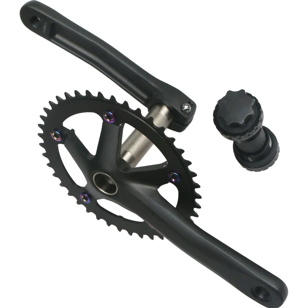 152mm 165mm 170mm 130BCD Fahrrad Kurbelgarnitur Hohl Integrierte Single Speed 5 Nagel Klapp Rennrad Kurbel set BB 44T Kettenblatt – Detail 13