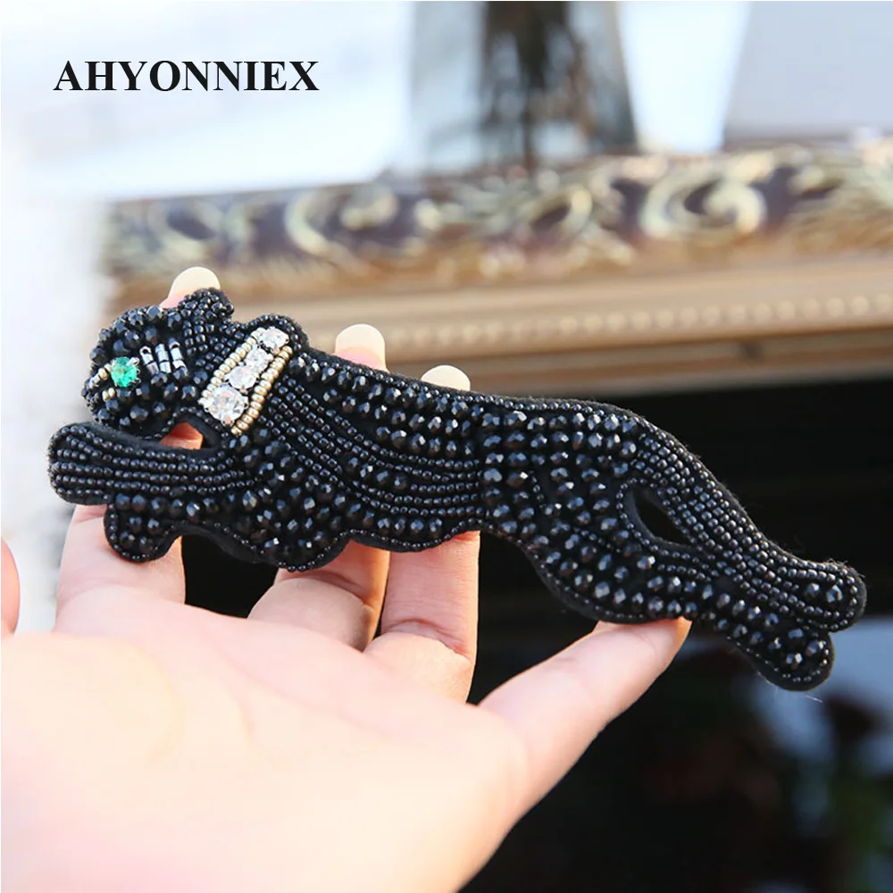 14,5 CM X 5,3 CM Handgemachte Laufende Leopard Perlen Patches Nähen Auf Patch für Kleidung Perlen Applique Nette Patch – Detail 3