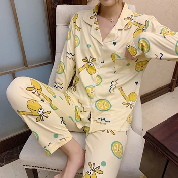 

Autumn Winter Pajamas Women Ruffle Cute Pyjamas Set Girl Large size Homewear Night Suit Pajamas Long Sleeve Pyjamas Set