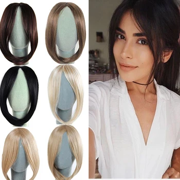 

LUPU Black Brown Blonde Synthetic Side Bangs Clip In Hair Extensions With Heat Resistant False Hair Pieces For Women
