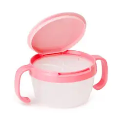 Baby Food Snack Catcher Anti Spill Storage Holder Feeding Bowl with Cover Handle