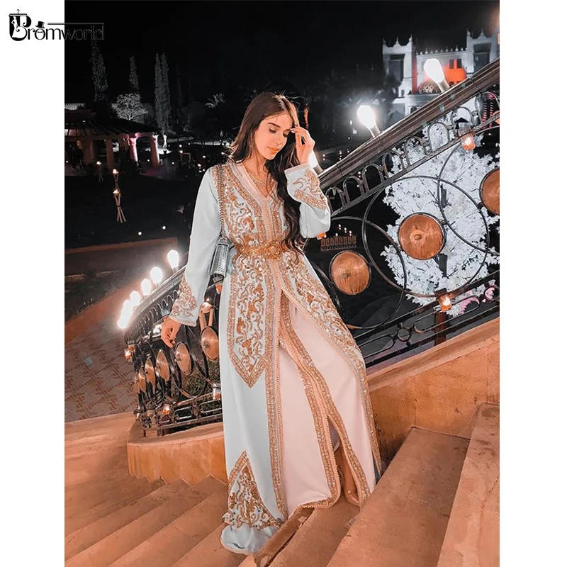 Light Blue Evening Kaftan Formal Dress 