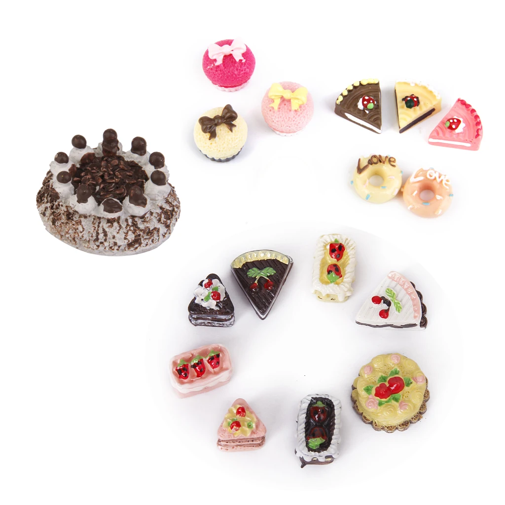8PCS Dollhouse Miniature Food Set 1/12 Mini Food Cakes Biscuit For  DollGG 