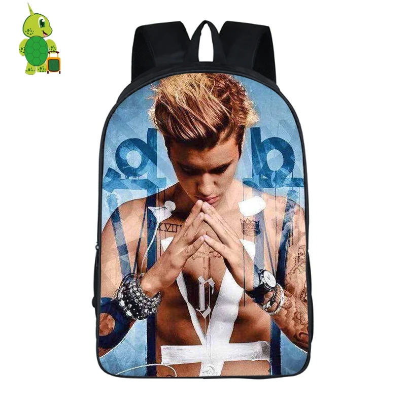 Pop Star Justin Bieber School Bag For Teenage Boys Girls Daily Backpack