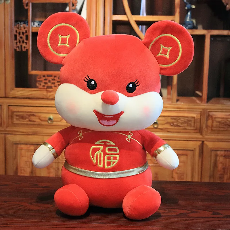 Red 1 шт. 25 Вт, 30 Вт, 40 см Крыса год Kawaii платье талисман крыса плюшевые Мышь в стиле династии Тан костюм мягкие игрушки китайский год вечерние украшения подарок - Цвет: Red