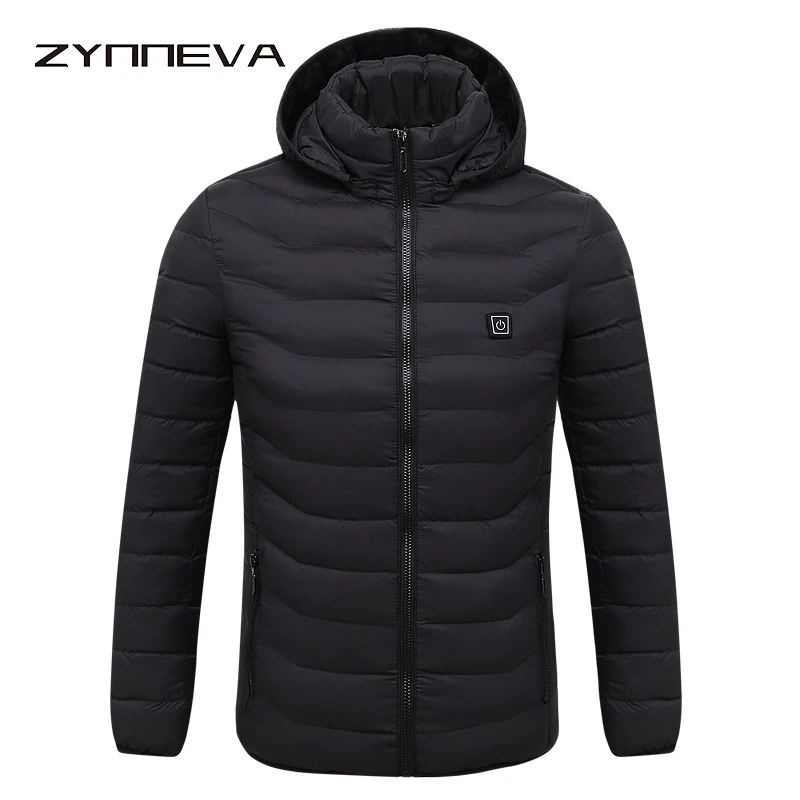  ZYNNEVA 2019 Winter Warm Heating Jackets Men Women Smart Thermostat Pure Color Hooded Heated Clothi