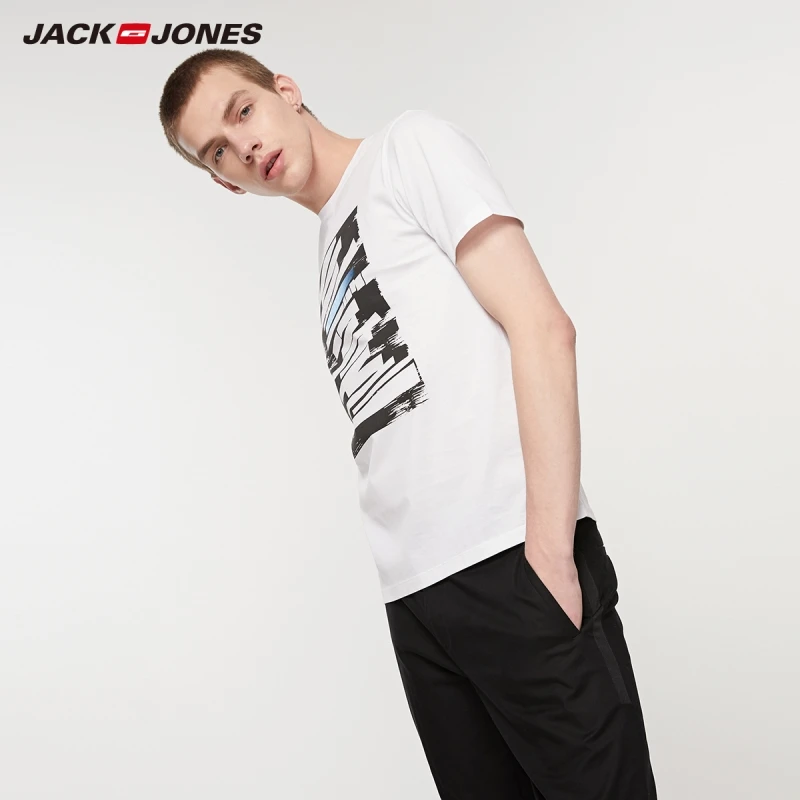 Мужская футболка с короткими рукавами JackJones из 100% хлопка контрастным принтом |