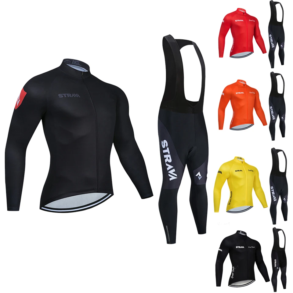 2020 Strava Мужская велосипедная Джерси с длинным рукавом набор MTB одежда Maillot Ropa Ciclismo