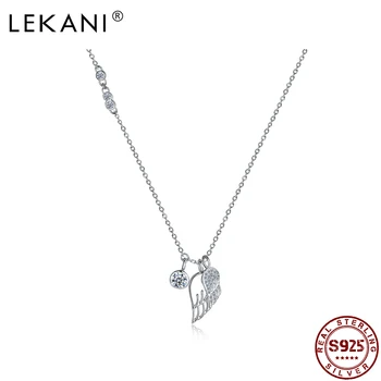 

LEKANI Fashion Creative Wing Necklace 925 Sterling Silver Women's Necklace Light Luxury Jewelry to Send Friends Wedding Gifts
