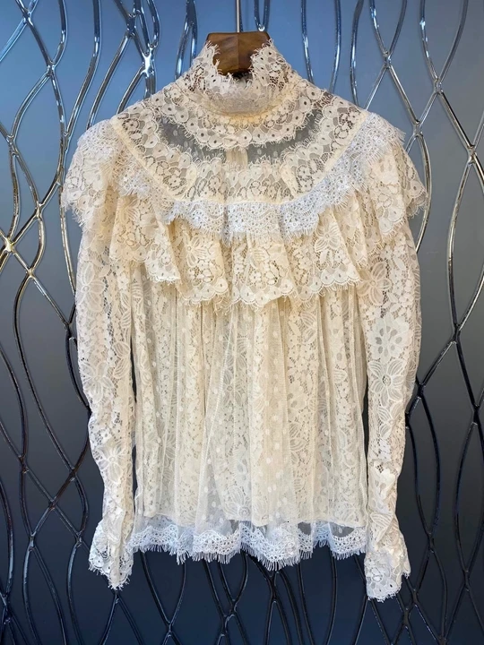 autumn Early new women's wear small stand collar lace embroidery stitching long-sleeved jacket 1008