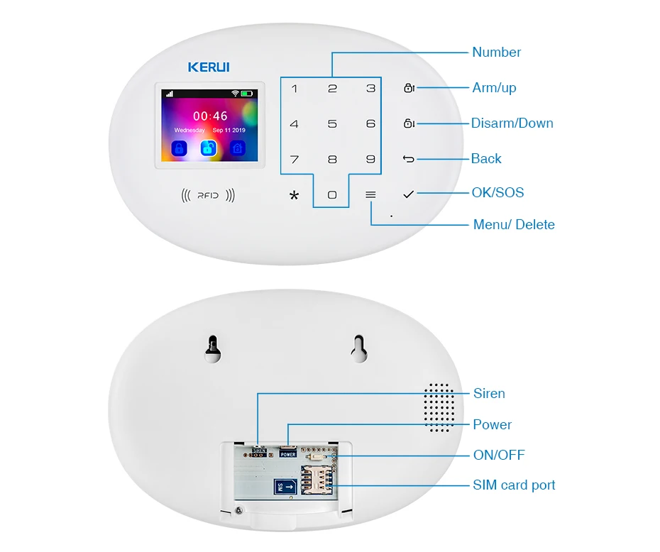 wifi alarm keypad KERUI Wireless Home Alarm System 4G WIFI GSM Alarm Tuya Smart Support Alexa Door Sensor Motion Sensor Siren RFID home security system keypad