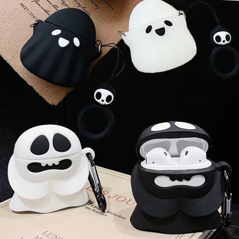 Для Apple AirPods Earpods чехол 3D милый мультфильм Забавный Призрак череп беспроводные