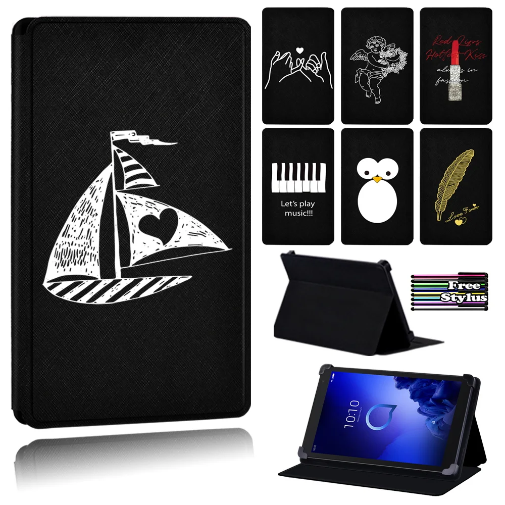 

New Simple Pattern Leather Flip Stand Tablet Case for Alcatel 1T 7"/Alcatel 1T 10"/Alcatel 3T 8"/Alcatel 3T 10"/Alcatel A3 10"