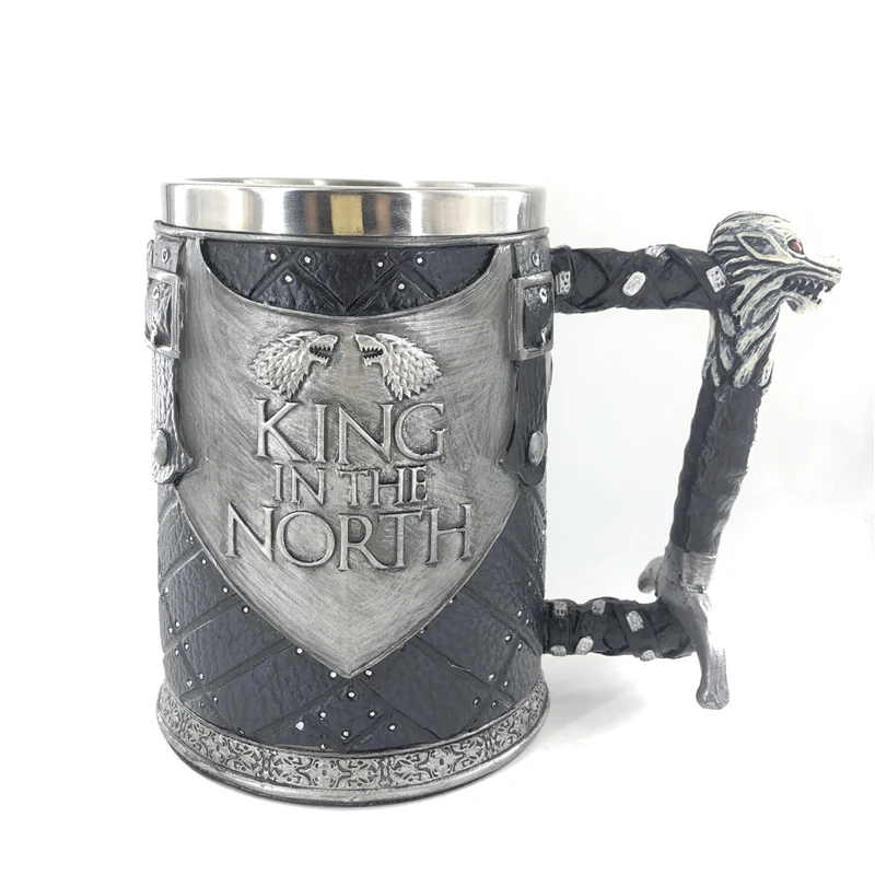 Игра престолов кружка король в Северной нержавеющей стали и смолы 3D кружка для пива, кофе чашка для напитков Рождественский подарок