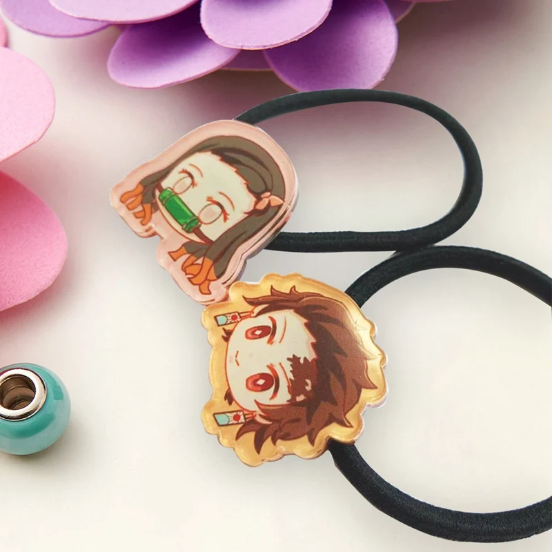 Anime Elastic Hair Bands Demon Slayer: Kimetsu no Yaiba Kamado Tanjirou Cosplay Hair Ropes Girl Cartoon Headwear