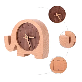 

1Pc Clock Decoration Durable Practical Creative Wooden Clock Adornment Desktop Clock Bedside Clock for Study Bedroom