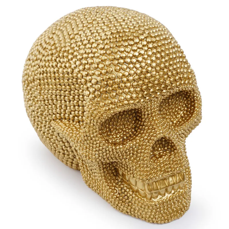Golden Human Skull Statue Resin Skull Sculpture Modern Home Decoration Halloween Gift Personality Skull Golden Human Skull Statue Resin Skull Sculpture Modern Home Decoration Halloween Gift Personality Skull