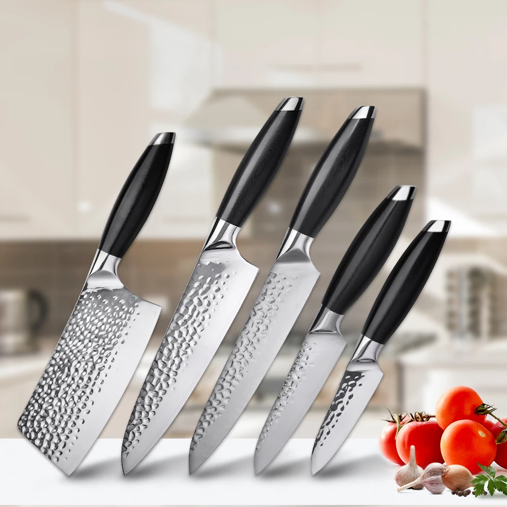 Лидер продаж Кухня ножи Набор 440C Нержавеющая сталь 5 шт. Нож Santoku нарезки режущий инструмент нож для чистки фруктов готовить инструмент для ножей