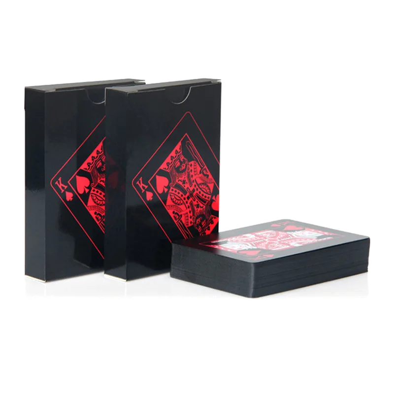 Waterproof PVC Pure Black Magic Box-packed Plastic Playing Cards Set Deck Poker Classic Magic Tricks Tool Collection Poker 54pcs playing cards plastic playing cards poker set