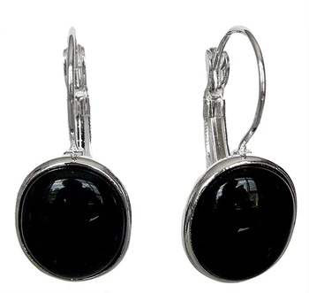 

LATE TREND ELEGANT NATURAL BLACK Natural jade 925 SILVER EARRINGS 11/10"