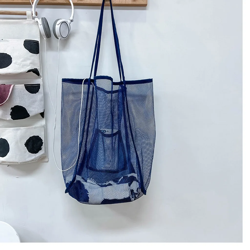 2020 New Pattern Women's Handbag Mesh Shopping Bag Hollow Out Sandy Beach Package Large Capacity Shoping Single Shoulder | Багаж и