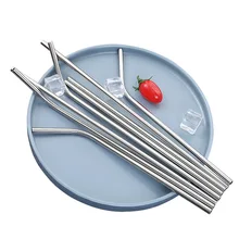 5 шт многоразовый набор трубок из нержавеющей стали с титановым покрытием из металла 304 прочная прямая изогнутая труба для напитков с чистящей щеткой для кружек