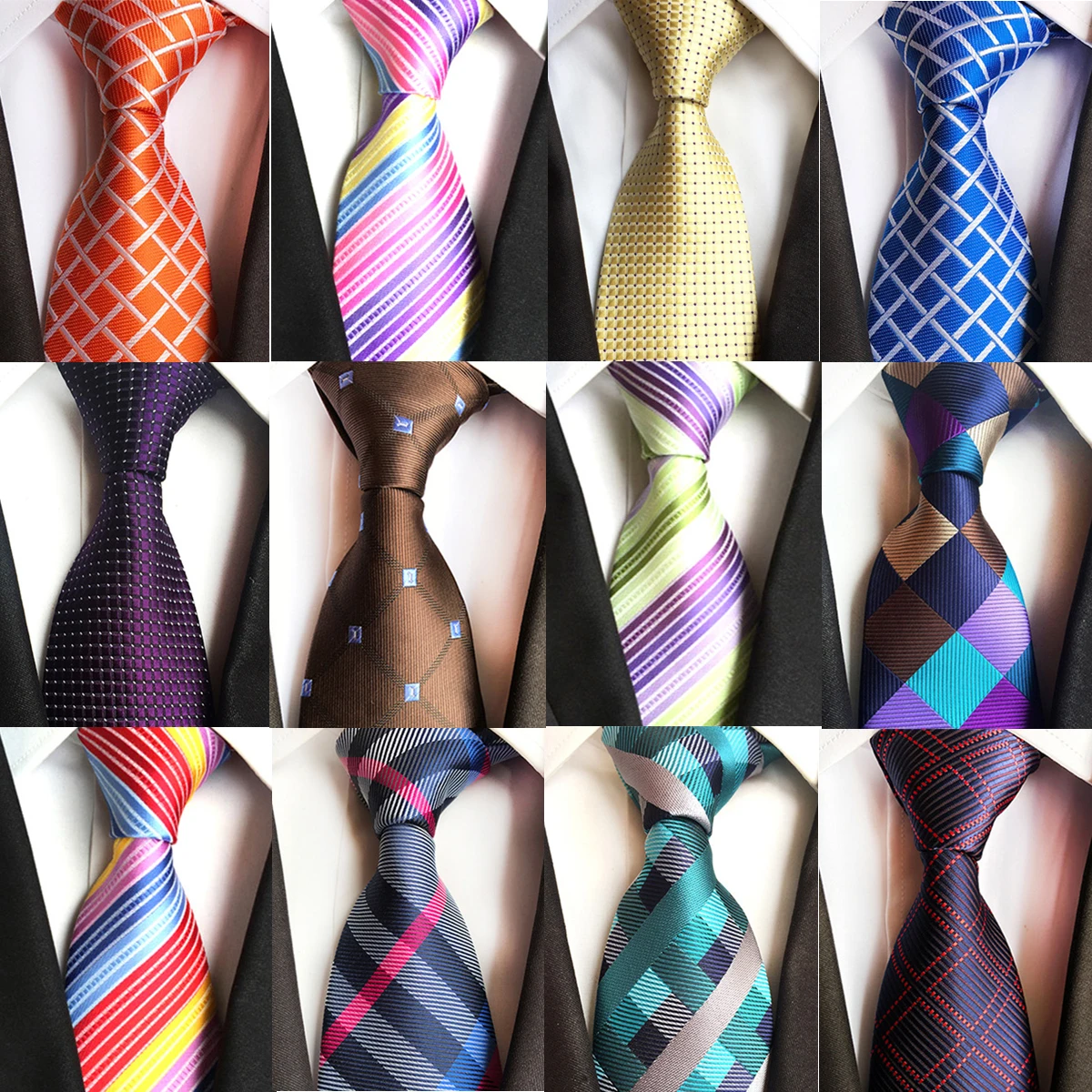 8cm Formal Tie Striped Solid Jacquard Necktie checkered For Men Business Wedding Ties neck ties