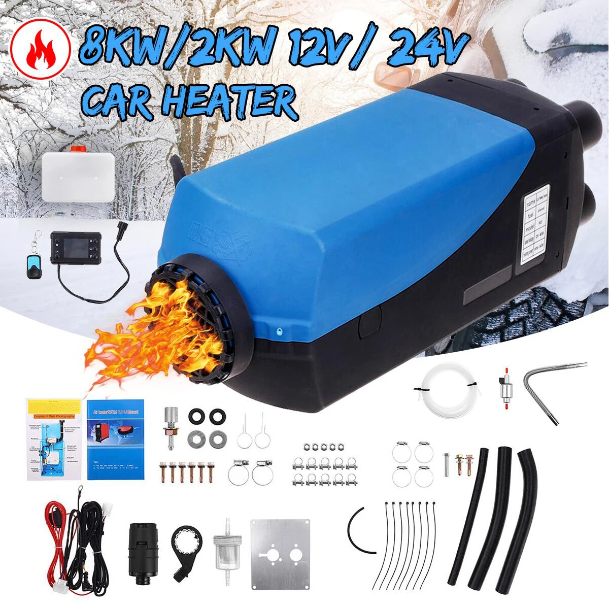 

Auxiliary Heater 12V 8000W Car Heater Air Diesel Parking Heater Low Noise with LCD Monitor + Remote Control Auto Accessories