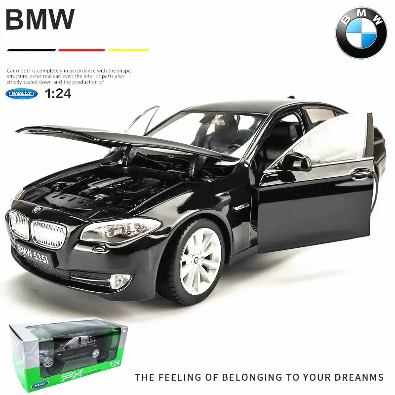 WELLY 1:24 BMW 535i черный автомобиль сплав модель автомобиля Моделирование Украшение автомобиля коллекция Подарочная игрушка Литье под давлением модель игрушка для мальчиков