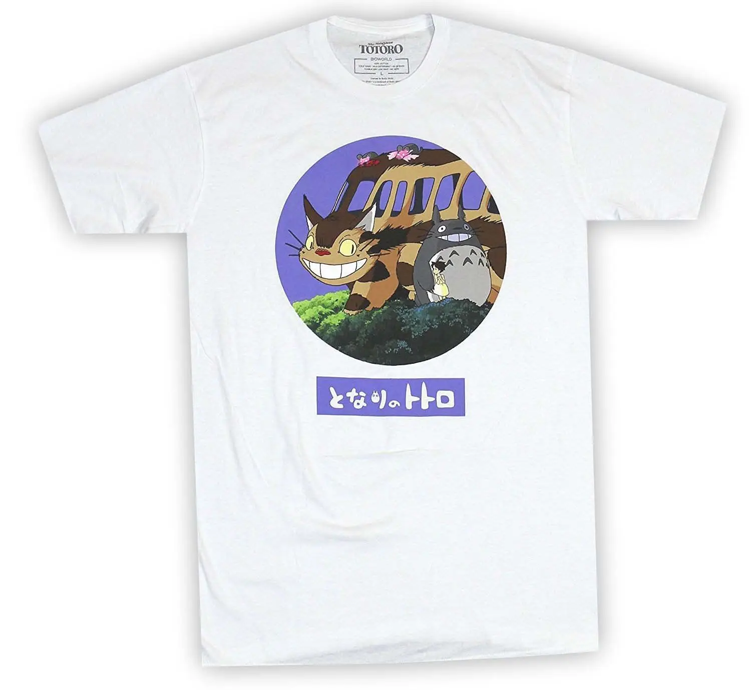 My Neighbor Totoro Purple Circle Catbus White Men's T-Shirt New Summer Men'S fashion Tee Comfortable t shirt 2019 hot tees |