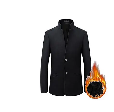 

2019 men winter Blazer men formal warm suit jacket coat male wool wool coat plus velvet business man warm coat Slim Fit