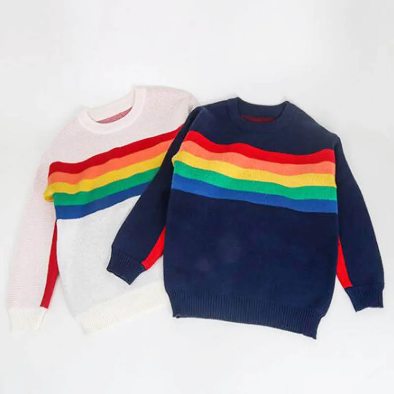 

Baby Kids Sweater Autumn Spring Fashion Cartoon Rainbow Infant Child Long Sleeve Casual Coats Sweaters Cute Boy Girl Outfits