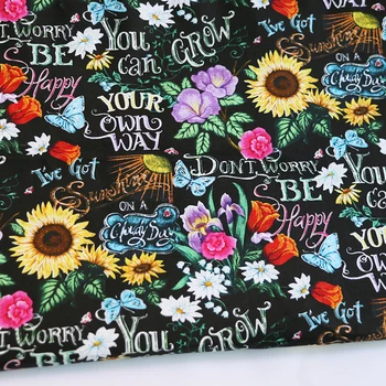 

100cm*110cm Vintage Cotton Fabric Dress Shirt Craft Handmade Textile Poplin Flowers